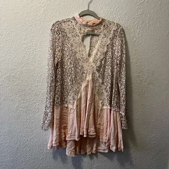 Free People Tell Tale Cutout Lace Tunic/mini dress - Picture 2 of 13